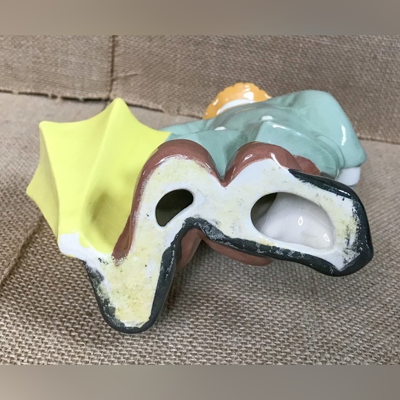 Vintage Ceramic Clown with Umbrella Flower Frog Figure Whimsical Colorful Retro - Picture 6 of 9